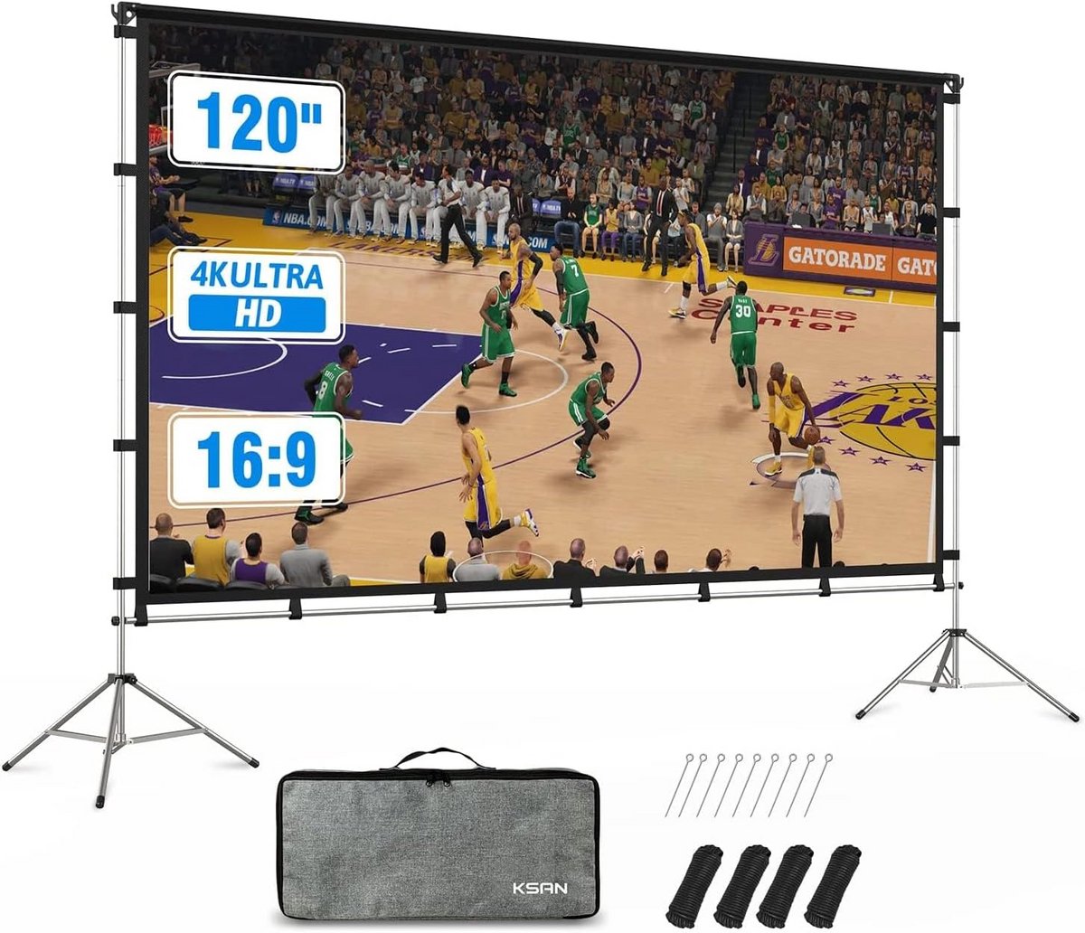 Projectiescherm met Statief 120 Inch voor Binnen en Buiten - Inklapbaar HD