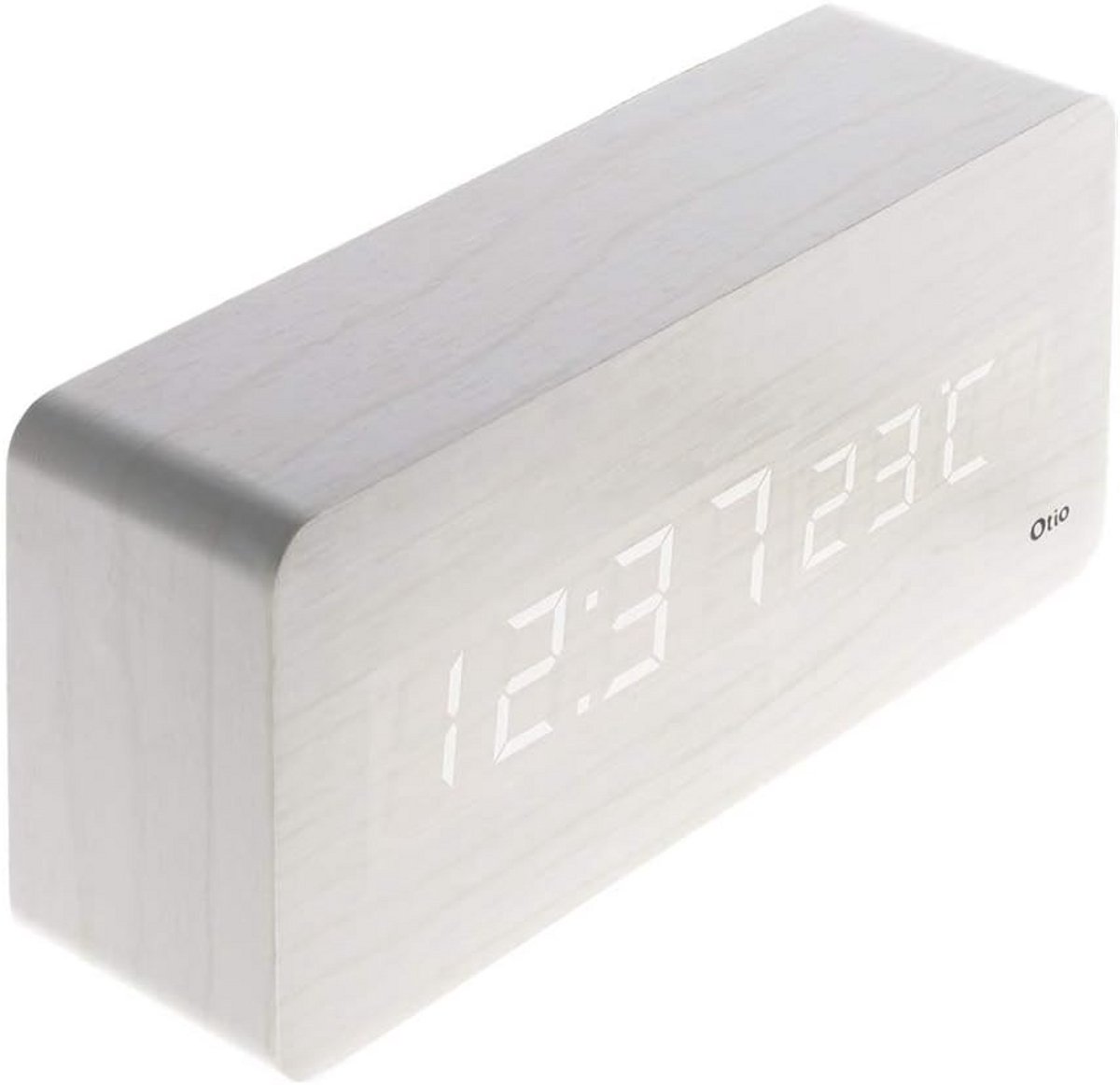 Digitale Kubus Wekker met Thermometer en Kalender - Houtlook