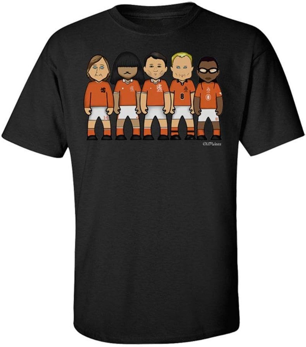 T-Shirt met Karikatuur van Nederlandse Voetballegendes - 100% Biologisch Katoen