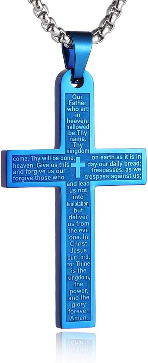 Heren Halsketting RVS met Kruis Hanger - Stoere Roestvrijstalen Ketting