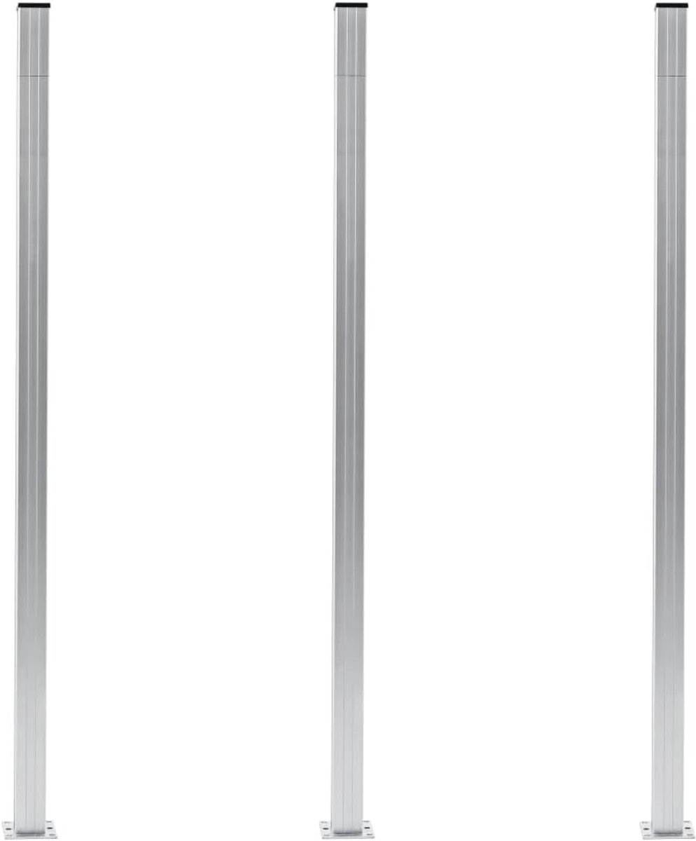 Set van 3 Aluminium Schuttingpalen voor Hekwerken, Inclusief Kappen en Voeten
