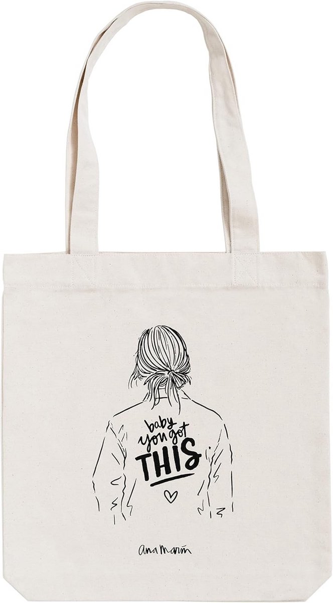 Katoenen Tote Bag met Modern Design - Duurzame Boodschappentas 39x37 cm