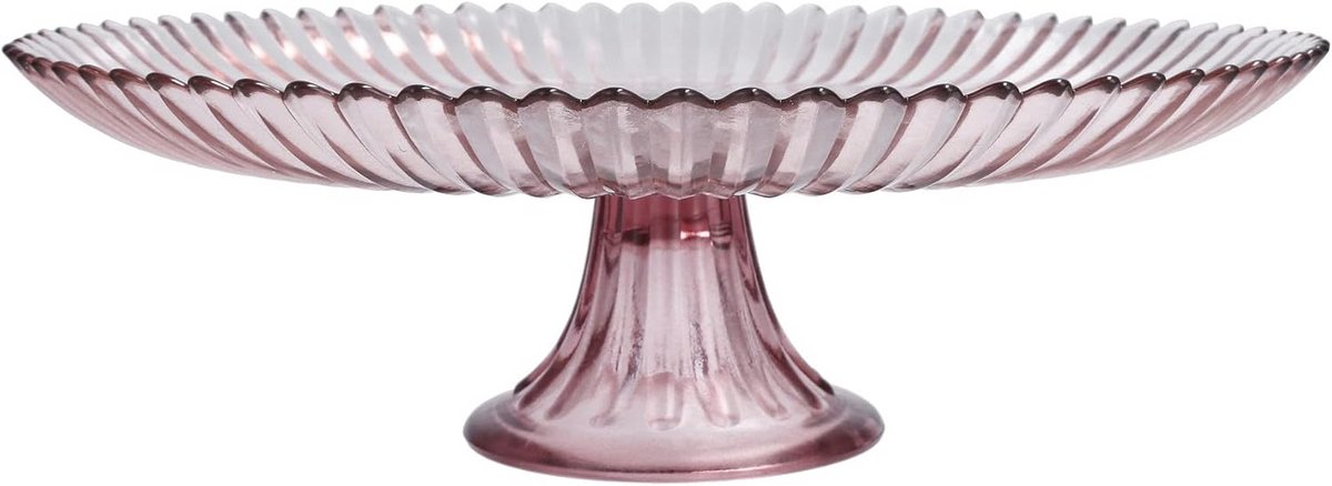 Grote Taartstandaard 33 cm Roze Glas Feestelijk Serveren