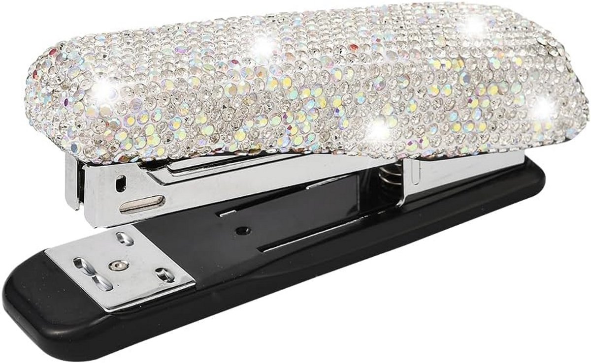 Decoratieve Glitter Nietmachine met Strass Steentjes - Stijlvolle Bureauaccessoire voor Thuis en Kantoor (Wit)