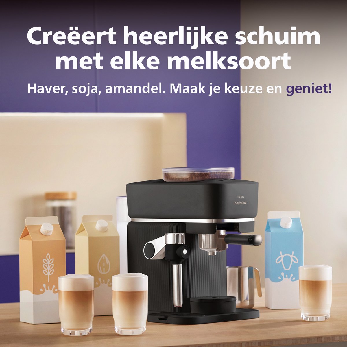 Philips Baristina Latte - BAR400/60 - Espressomachine - Pistonmachine - Cappuccino - Automatische Melkopschuimer - Zwart — afbeelding 7