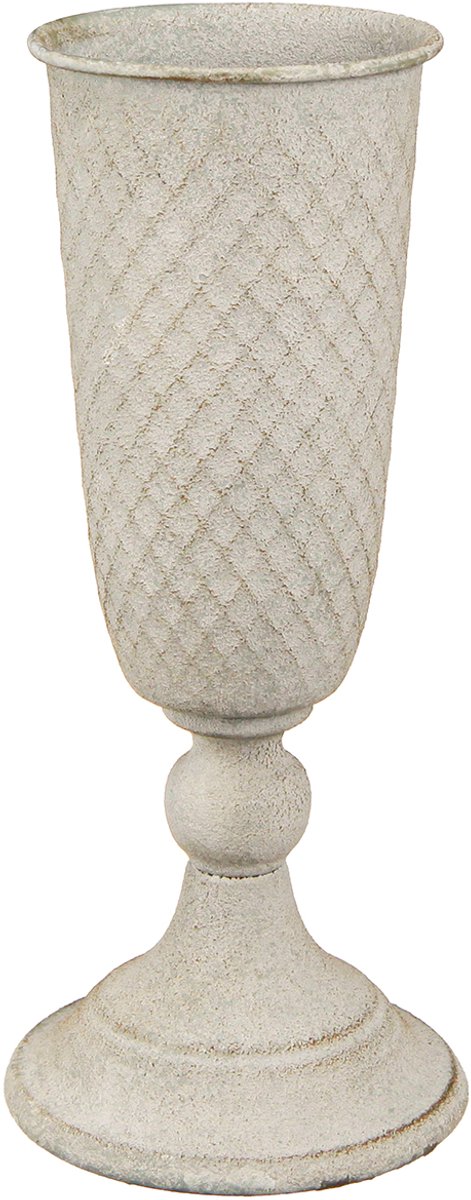 Metalen kelkvaas, vintage grijs, nostalgische decoratie, Ø10cm H24cm