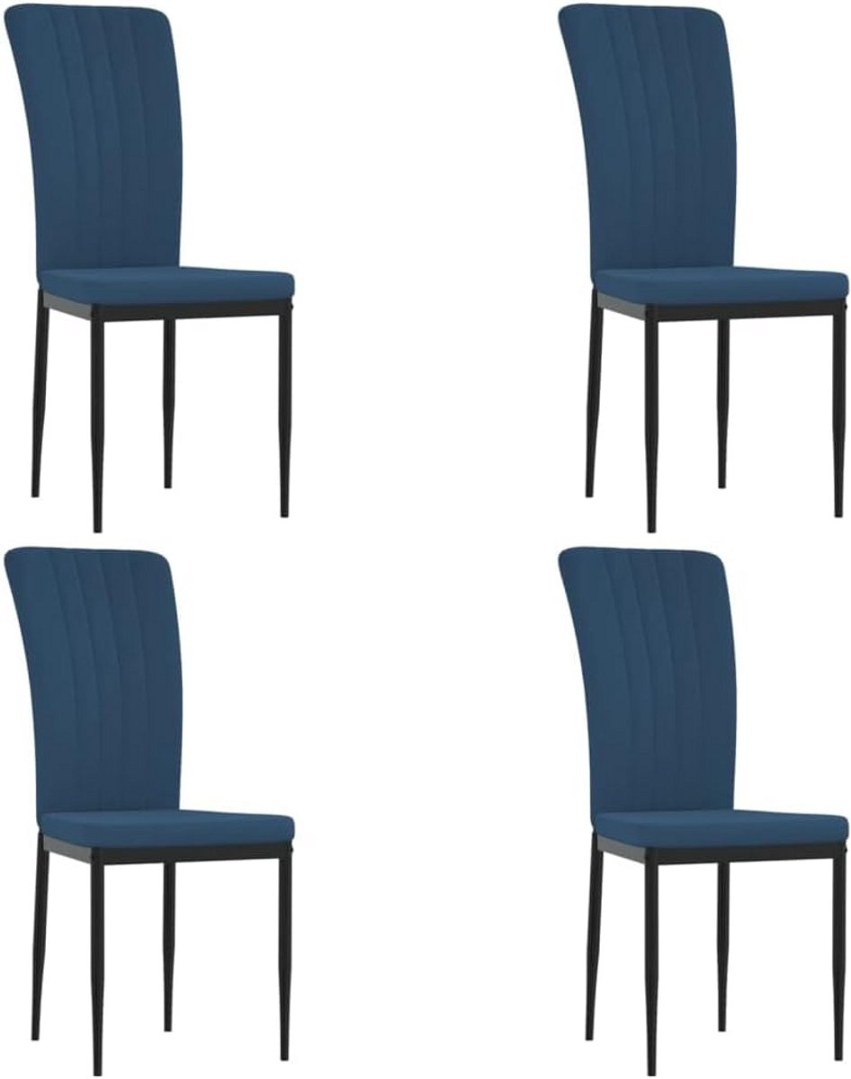 Set van 4 Eetkamerstoelen en Keukenstoelen in Stijlvol Fluweel Blauw