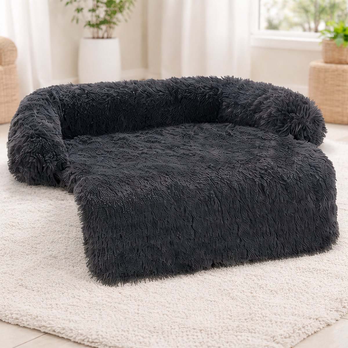 Dierboetiek Hondenmat en Kattenmat Voor Bank - Hondenmand - Hondenbed - Hondendeken - 115 x 95 cm - Antraciet - Dierenkussen