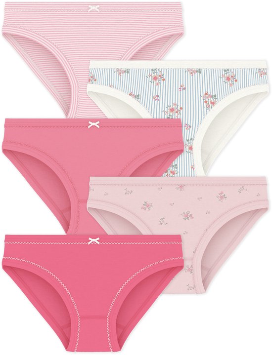 Petit Bateau Setje met katoenen onderbroekjes met bloemetjesprint voor kinderen Meisjes Onderbroek - Roze + Roze +Roze + Wit/Blauw/Meerkleurig + Roze