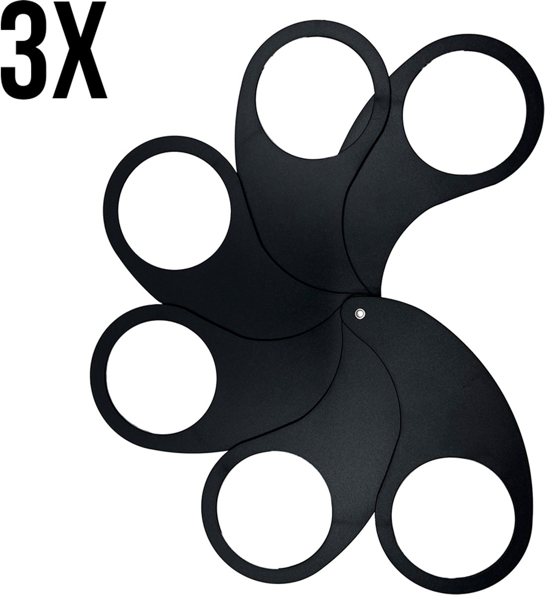 3 stuks - Hold Ub bekerhouder festival - Cupkeeper - Cupholder - Bierhouder - Draagtray - Bierwaaier - 6 bekers - 6 cm - Zwart