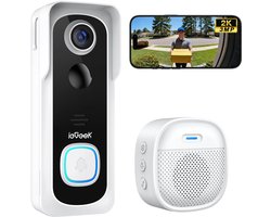 ieGeek 2K Ultra HD Slimme Draadloze Video Deurbel Met Camera – Geen abonnement – Deurbellen Met Camera – Deurbel Draadloos WiFi – Waterdicht – Incl. Gong