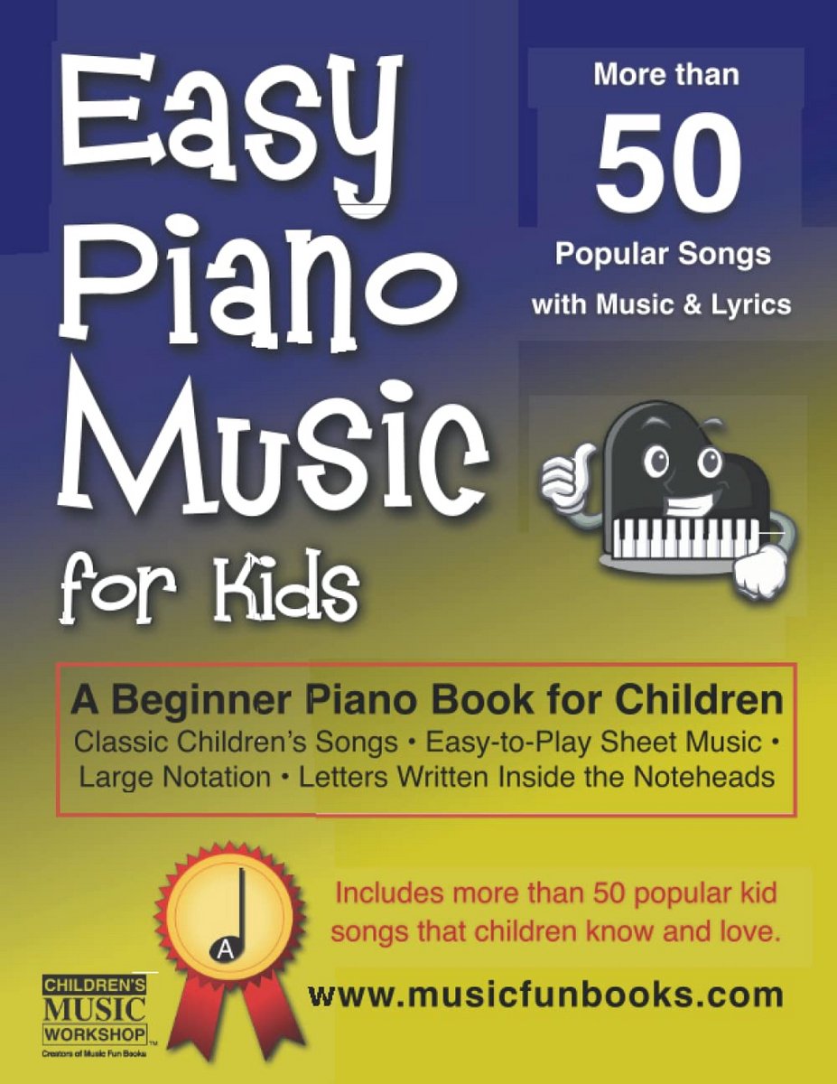 Eenvoudig Leerboek Piano voor Kinderen: Klassieke Liedjes met Grote Noten en Letternamen