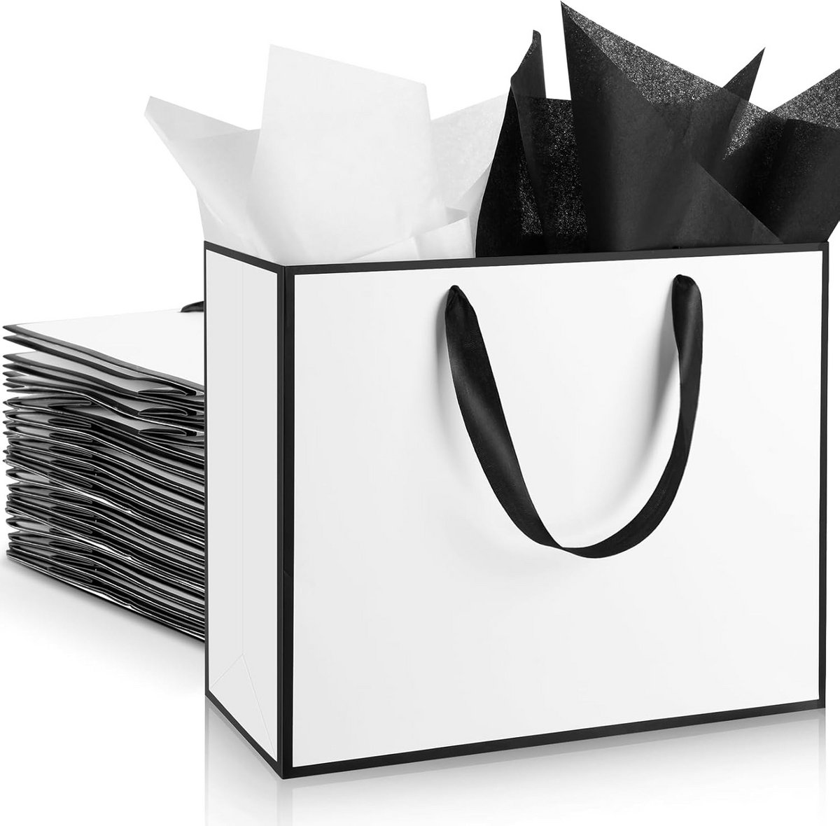 12x Metallic Geschenktassen met Handvat en Tissuepapier - Luxe Cadeauzakken voor Feest en Gelegenheid