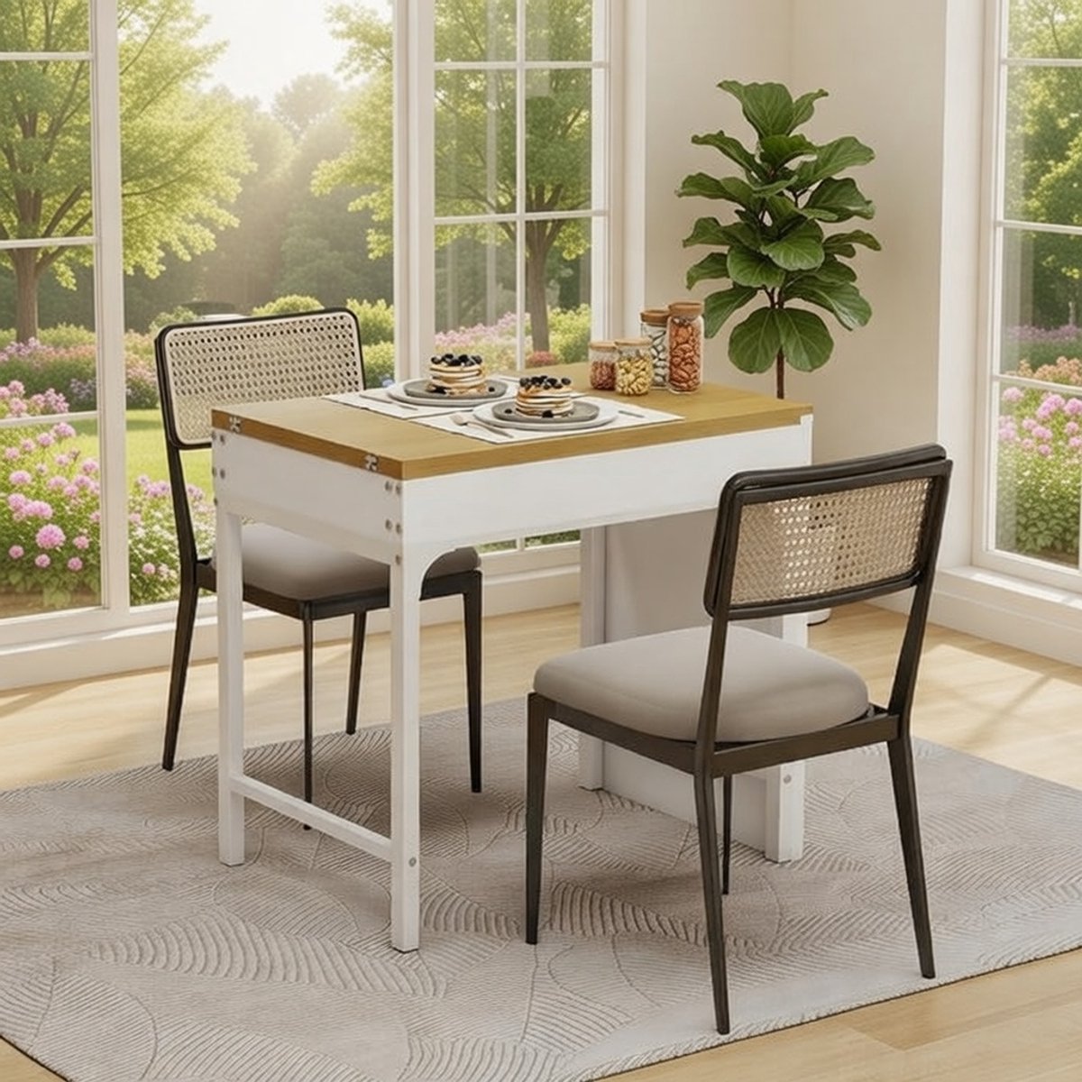Uittrekbare Eettafel 80-160 cm – Multifunctionele Keukentafel met Opbergvak – Rechthoekig