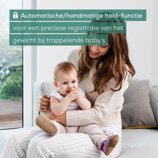 Beurer BY 90 Babyweegschaal - Bluetooth® - Automatische hold functie - Tarra - Groot LCD display - Gebogen weegvlak - Tot 20 kg - Op 5 gram nauwkeurig - Geïntegreerd meetlint - Gratis beurer BabyCare app - Incl. batterijen - 3 Jaar garantie