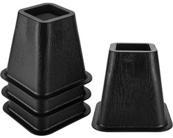 Uping Hoogteverhoger Bedstandaard Meubelhoogteverhoger Tafelstandaard Bureaustoel Hoogteverhoger 15CM - 6 inch - 4 Stuks - Geschikt voor Het Verhogen van het Frame van Bedden, Banken, Tafels en Stoelen - zwart