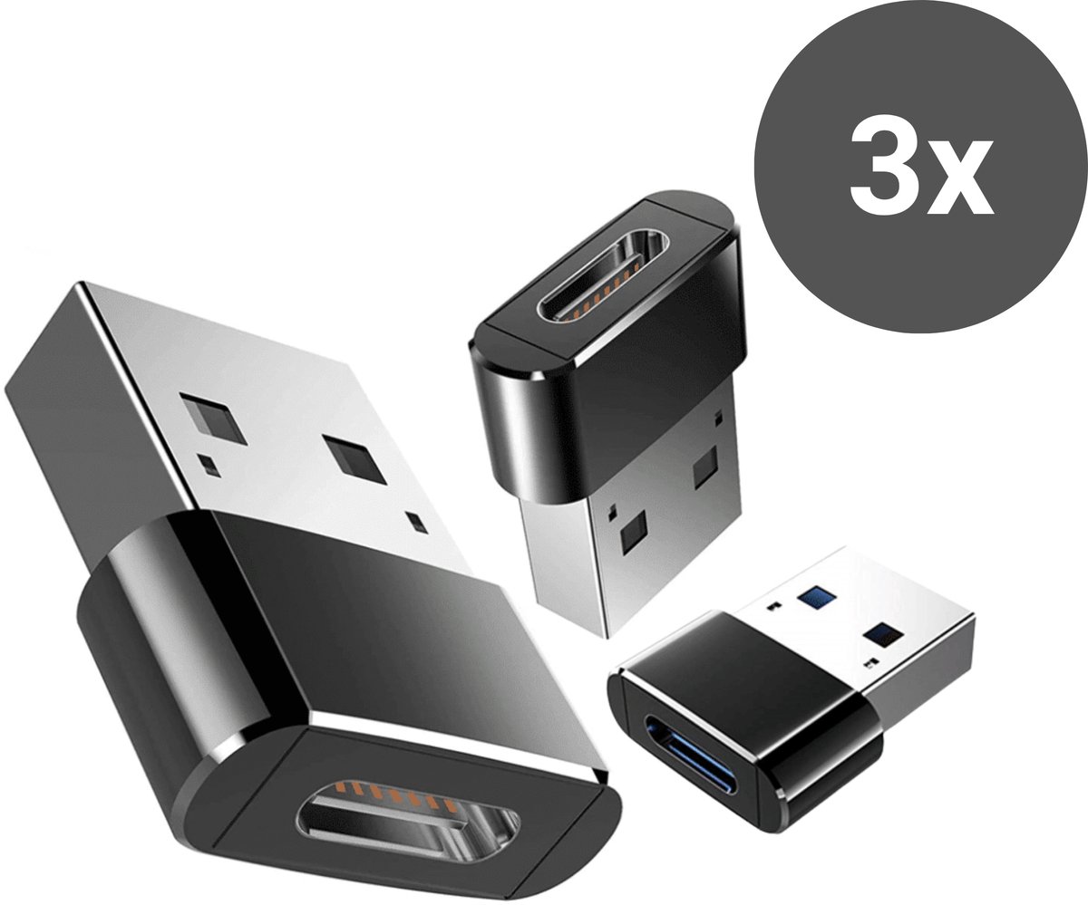 Bol.com USB 3.0 A Male naar USB-C Female kabel - Set van 3 - Zwart - Staza aanbieding