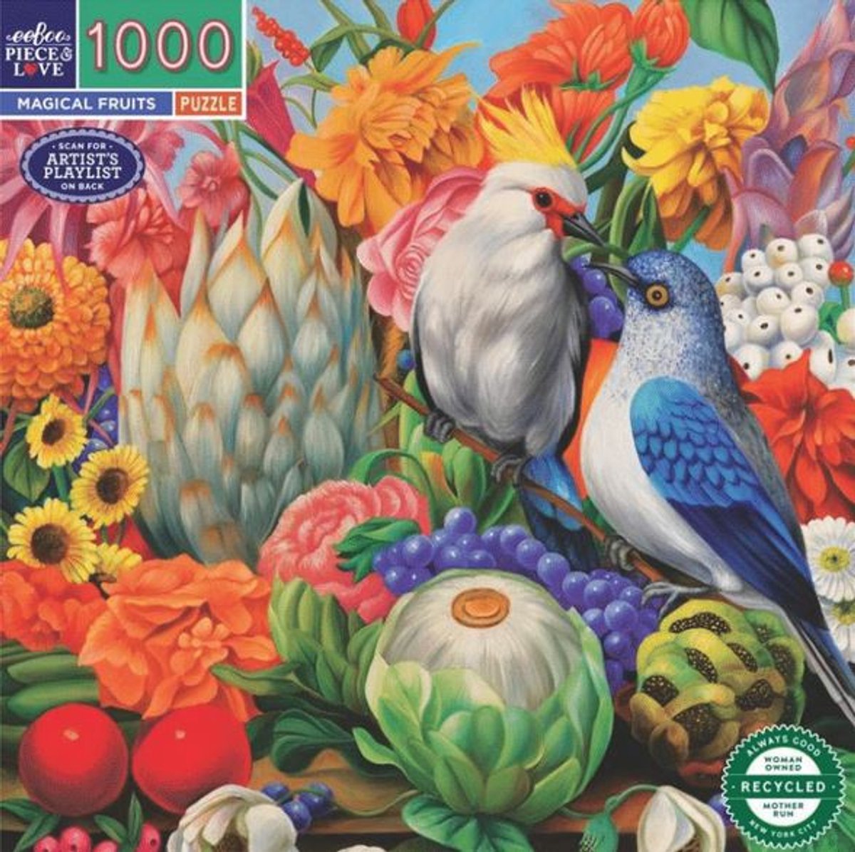 eeBoo puzzel Magical Fruits 1000 stukjes kleurrijk karton.