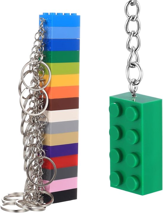 Porte-clés Bouwstenen - 16 pièces - Porte-clés avec anneaux de clés - Étiquettes de clés - amitié - Cadeaux de vacances