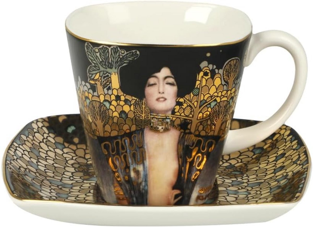 Espresso Kop en Schotel met Gustav Klimt Judith I Print - Luxe Porselein