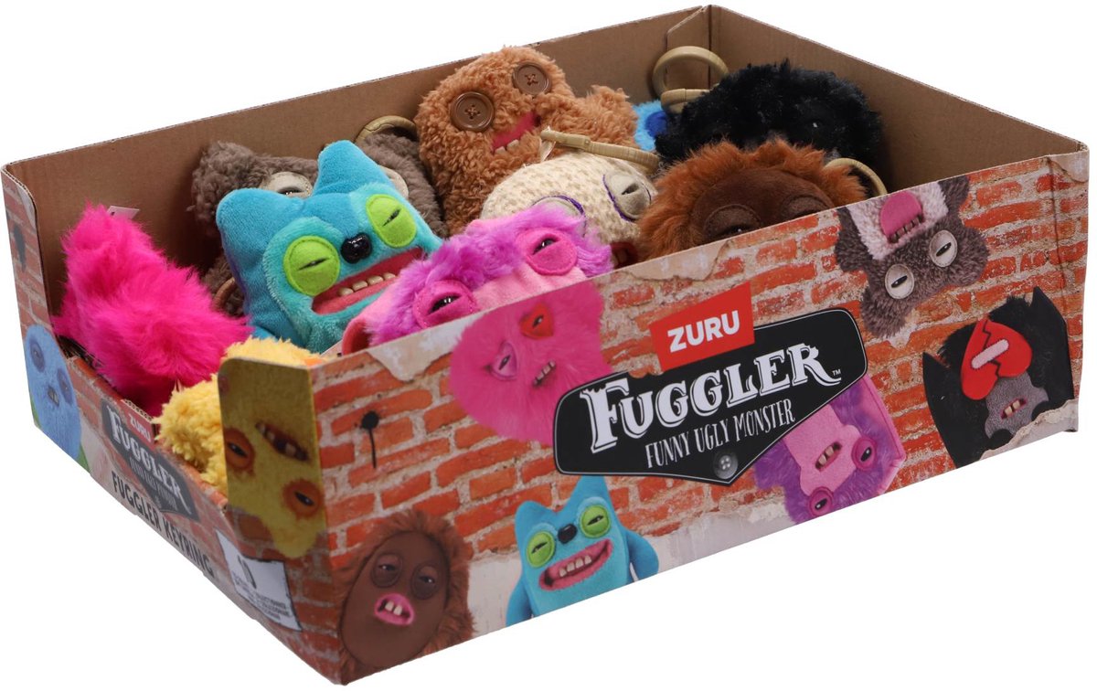 Zuru Fuggler sleutelhanger pluche 13 cm - grappige knuffel sleutelhanger.