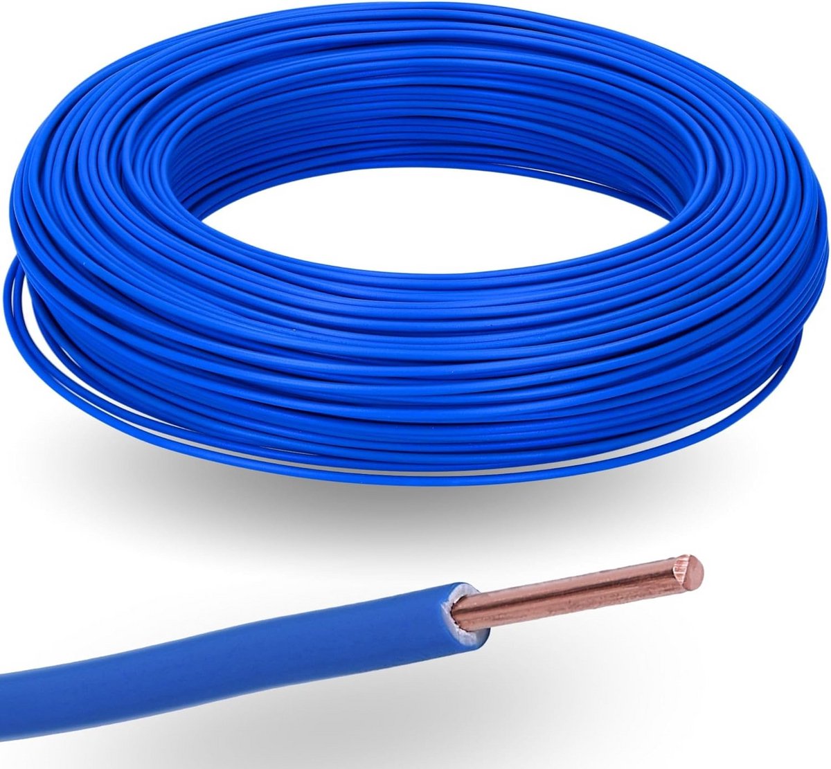 10 Meter Installatiedraad 1,5mm² Blauw Enkeladerig Koper voor Elektrische Installaties