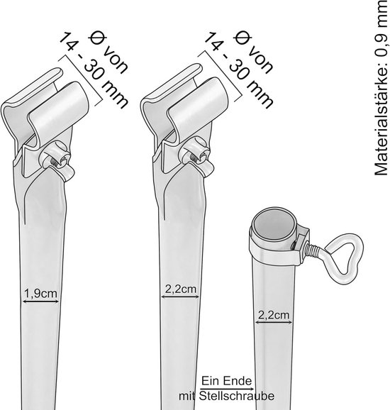 2 stalen telescopische steunstokken voor tent of voortent - verstelbaar 40-70 cm — afbeelding 4