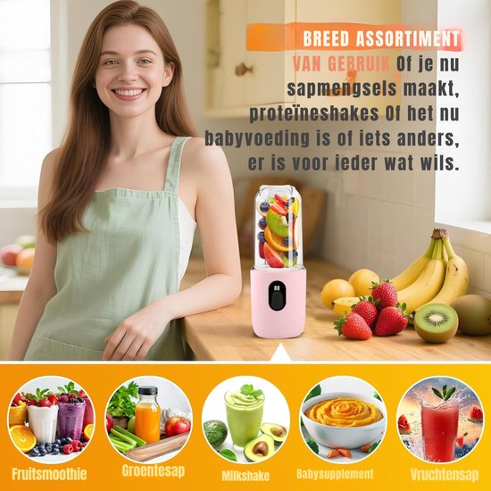 SCH® Mini blender - Blender - Roze - ‎29cm x 9cm x 9cm van Merkloos — afbeelding 2