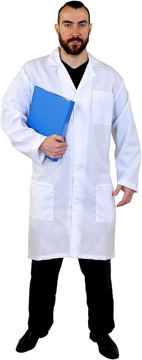 Witte Doktersjas voor Volwassenen - Laboratoriumjas voor Wetenschapper of Dokter Kostuum