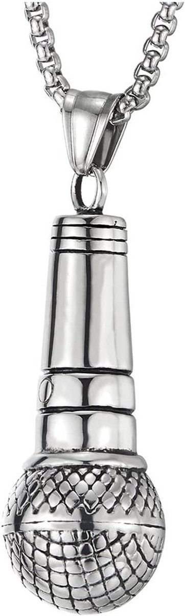 RVS Microfoon Halsketting voor Heren en Dames met Lange Tarwe-Ketting