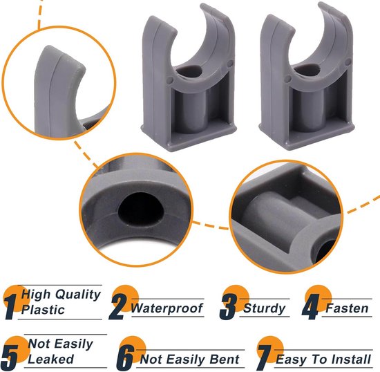 50 Stuks U-Vormige PVC Buis Klemmen voor 20mm Buisbevestiging | bol