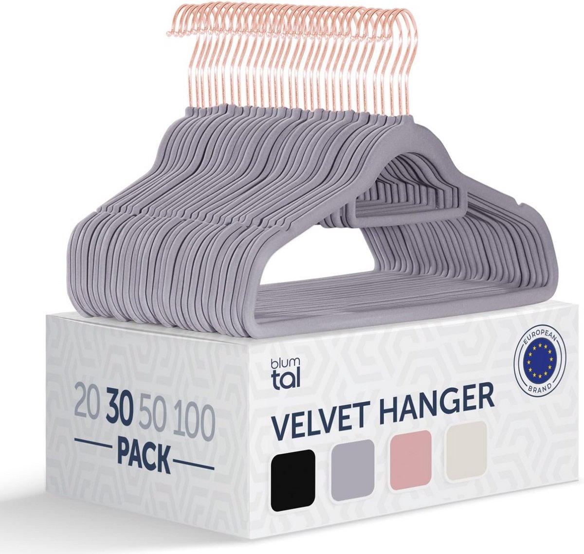 30x Fluweel Kledinghangers - Antislip en Draaibaar - Ruimtebesparend - Grijs