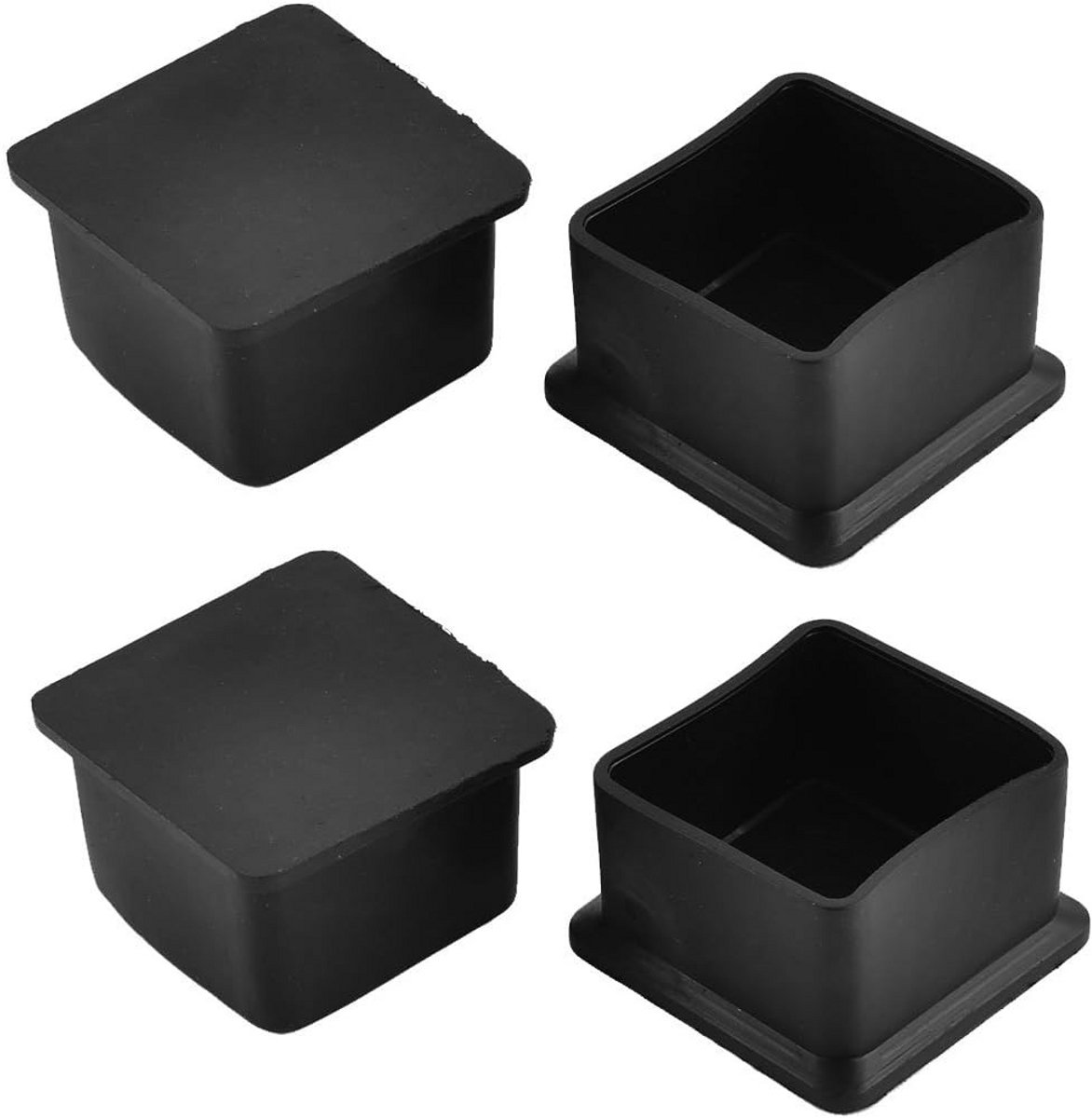 4x Zwarte Vierkante Rubberen Doppen voor Meubelpoten - 40x40mm