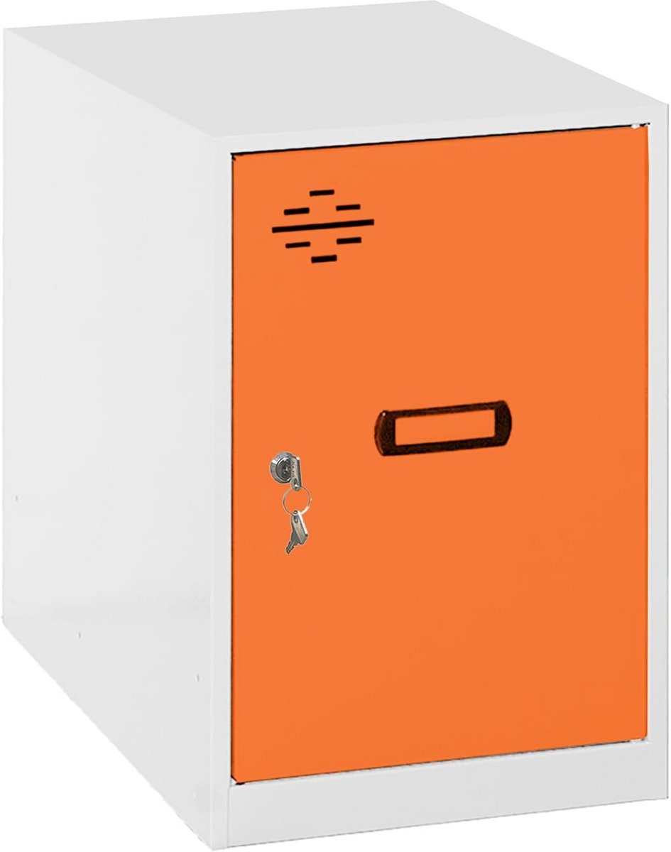Metalen Kluisje Enkele Deur Wit Oranje voor Kantoor en Kleedkamer