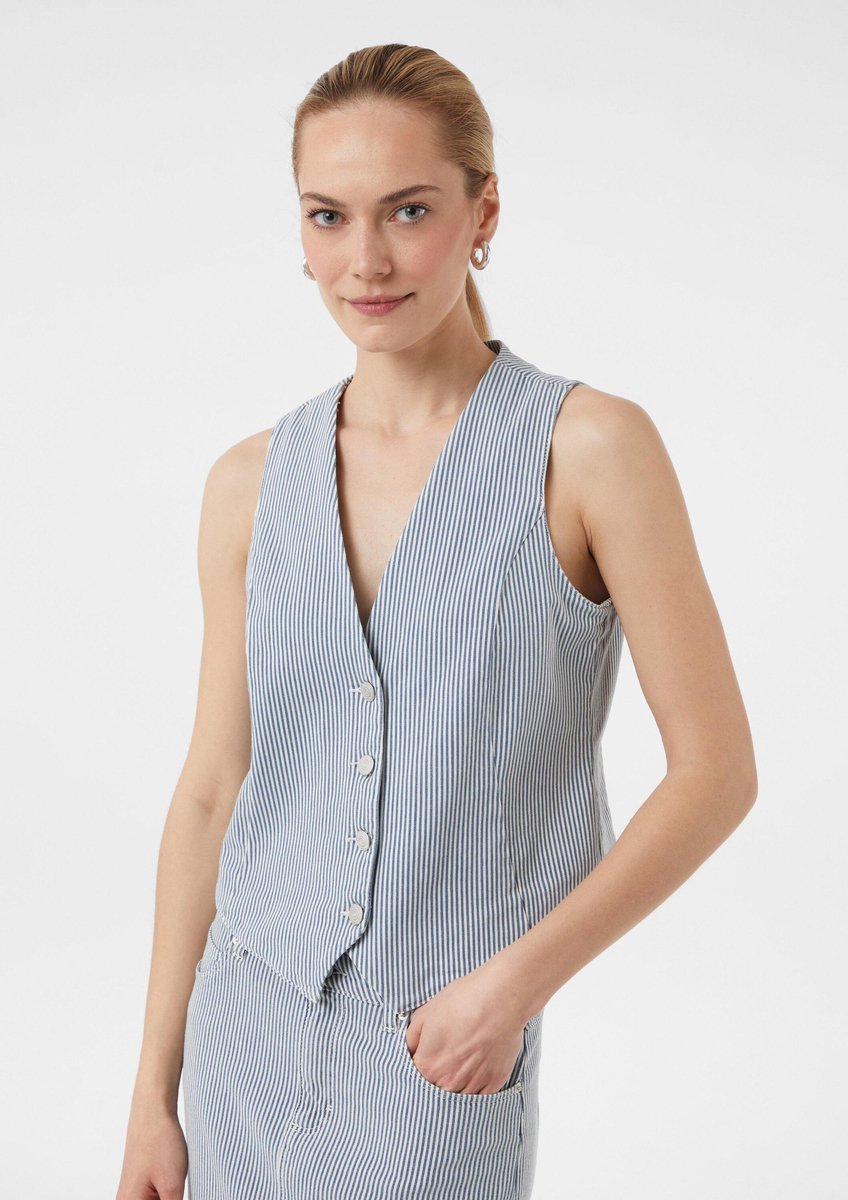 comma - female - Elastisch vest met strepen