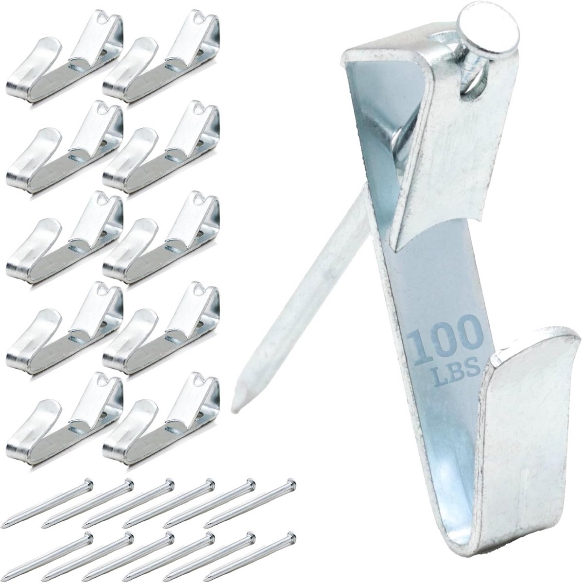 100 stuks Fotohangers voor Gipsplaten - Heavy Duty Haken voor Spiegel en Foto met Nagels