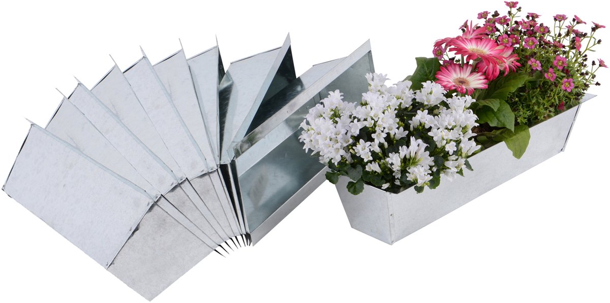 UNUS® Bloembak zink voor europallet en balkonbak 38x12x9 cm set van 12