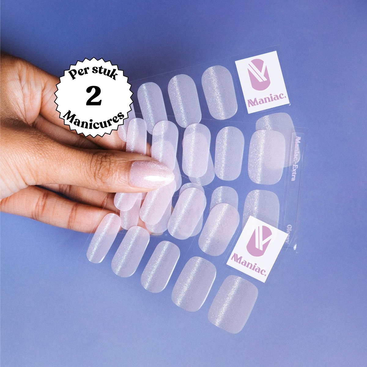 Maniac Nails Gellak Stickers – Glossy – 28 stickers voor 2 manicures – 14+ dagen zonder chippen – Uitharden met UV-lamp – Cateye Glitter Gel Nagelstickers – Gel Nail Wraps