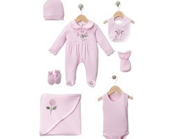Baby meisje newborn cadeauset - Kraamcadeau - Baby kleding set 7-Delig 50/56
