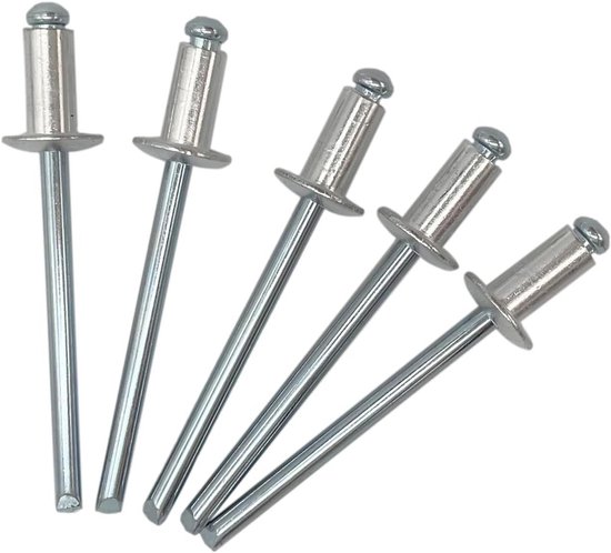1000x Blinde Klinknagels 4.0x8 mm Aluminium Klinknagel met Stalen Doorn ...