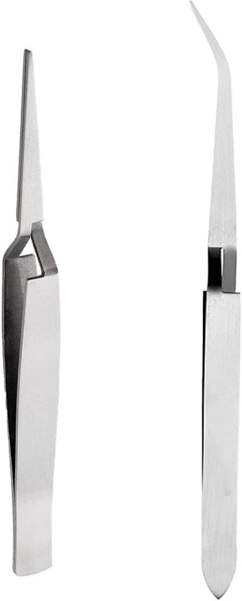 2x Roestvrijstalen Pincet Set: Voor Nagelstyling, Eyelash Extensions en Nail Art