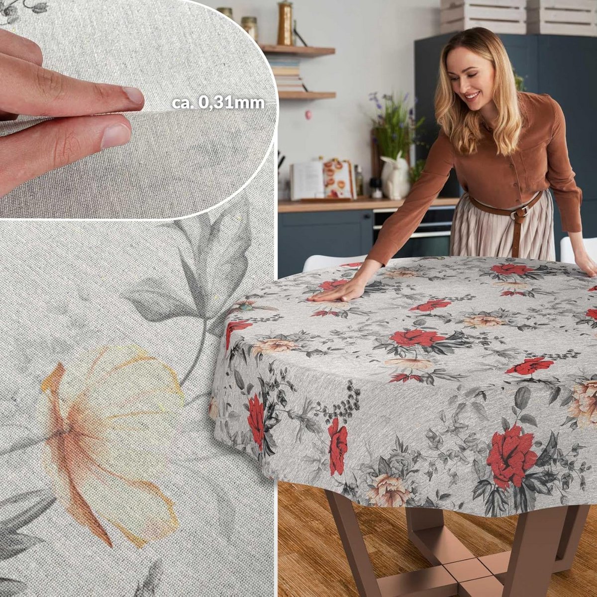 Rond Stoffen Tafelkleed Katoen Polyester Waterafstotend Rond 120 cm