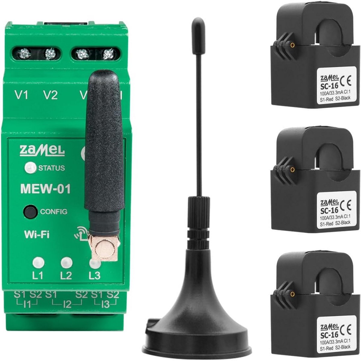 Draadloze 3-Fase Energiemonitor met WiFi en Externe Antenne