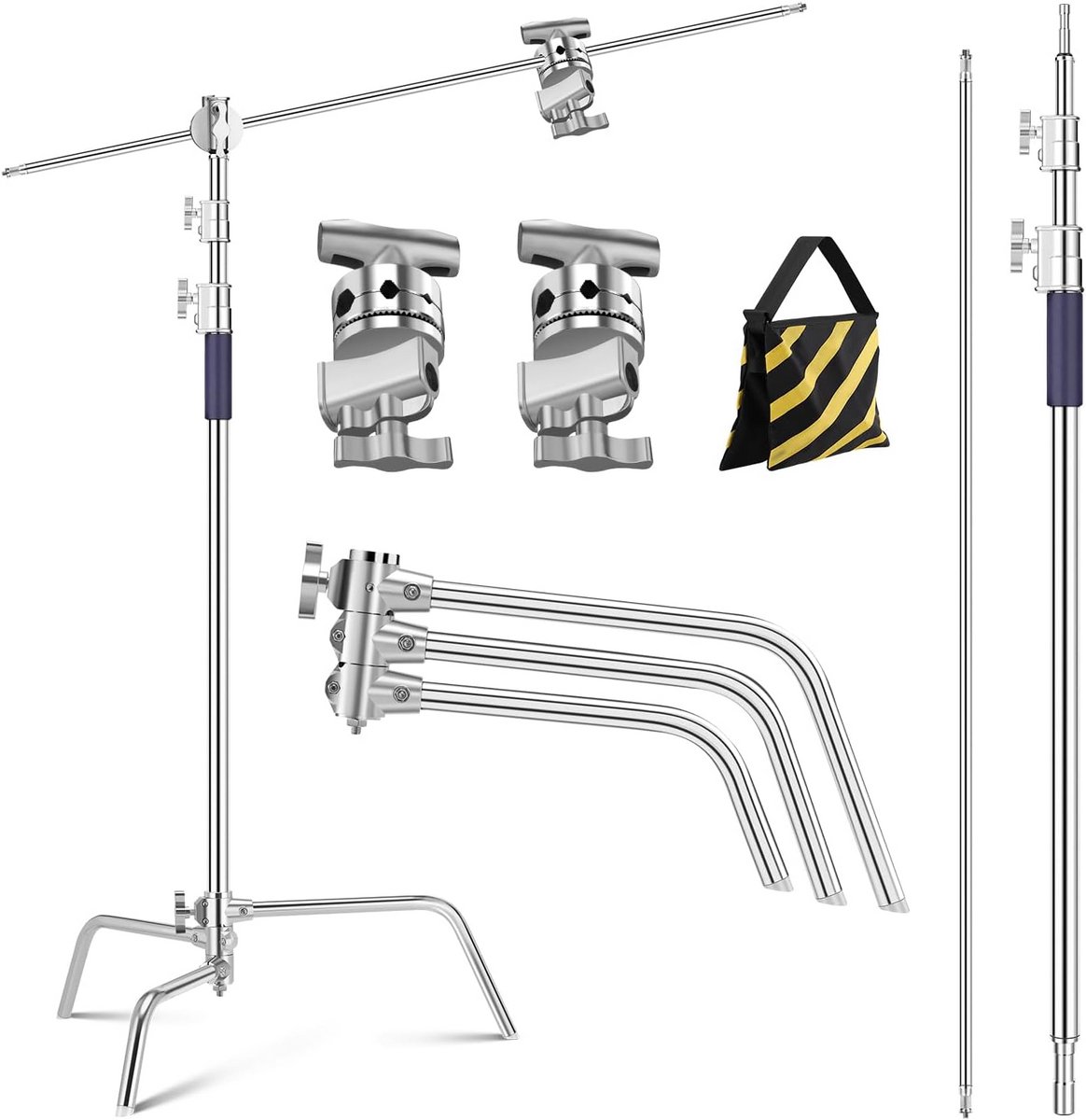 Robuuste Studio C-Stand 330cm met Boomarm en Zandzak - Fotografie Verlichting Statief