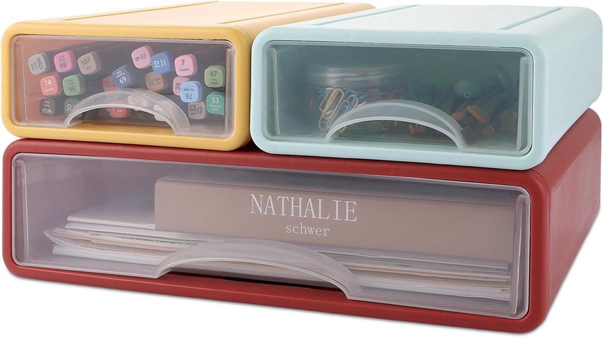 3-Delige Stapelbare Bureau-Organizer Set met Laden voor Kantoor en Thuis