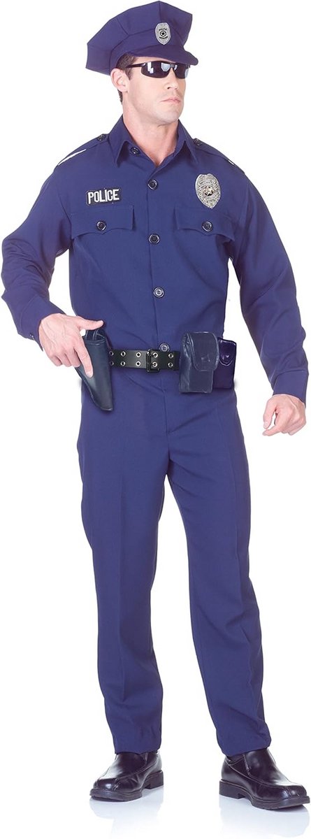 Officier Kostuum Broek voor Heren - Blauw/Zwart - Universele Maat
