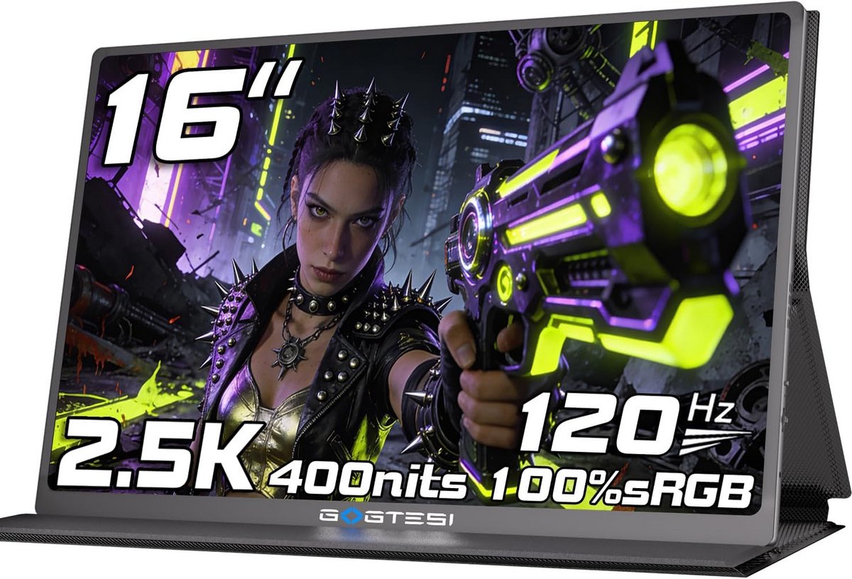 Draagbare 16 inch Gaming Monitor 120 Hz QHD 2,5K voor Laptop en PC