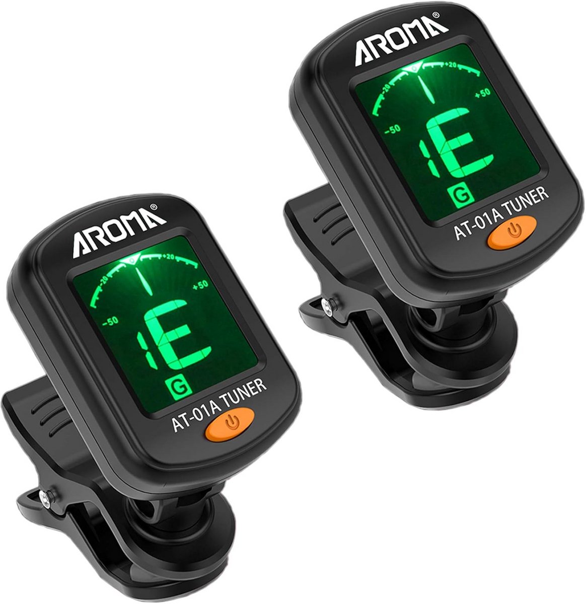 Clip-on Tuner Set van 2 voor Gitaar Bas Viool en Ukelele