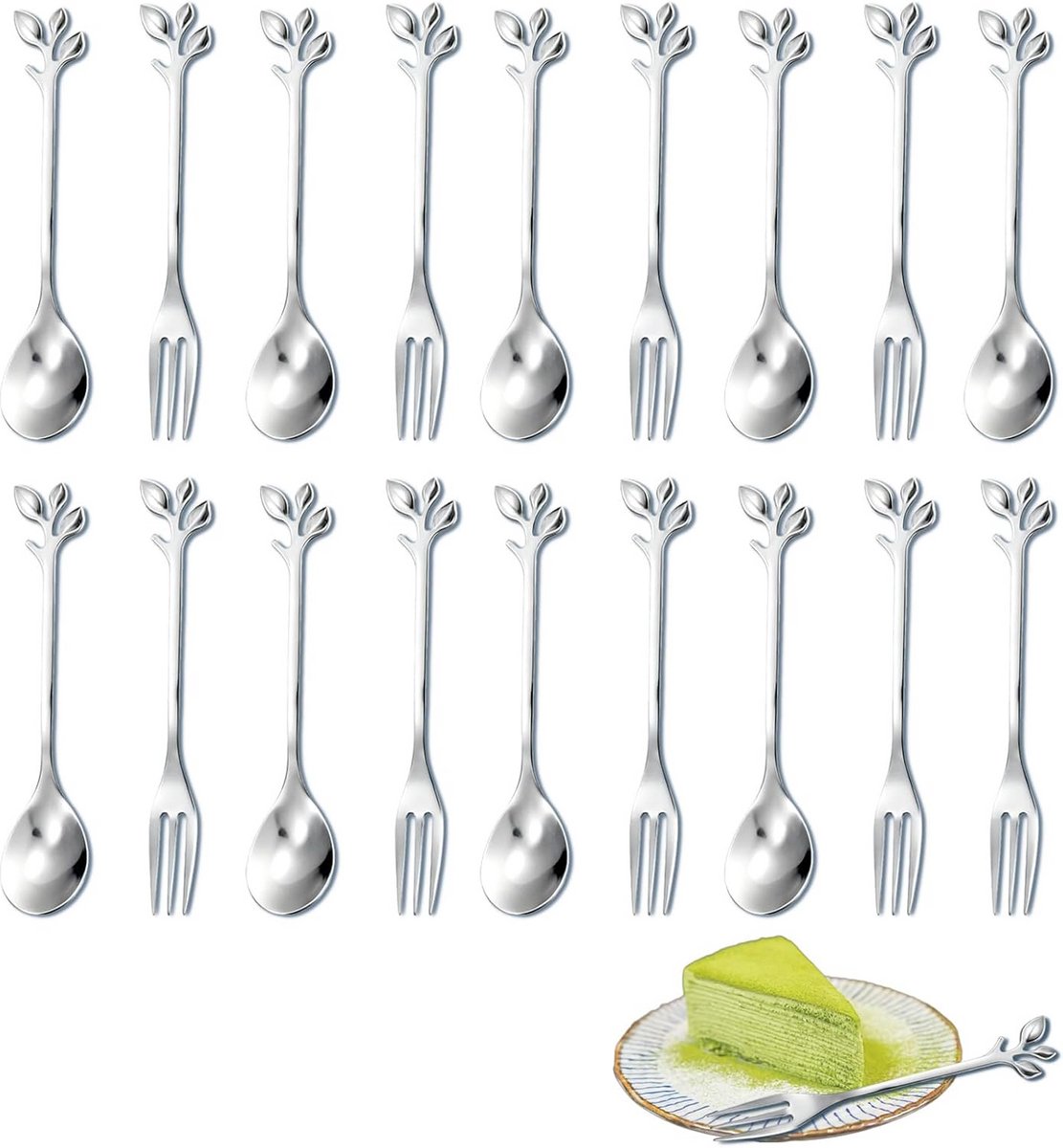 Set van 16 Dessertlepels en Kleine Vorkjes RVS Glans Afwerking