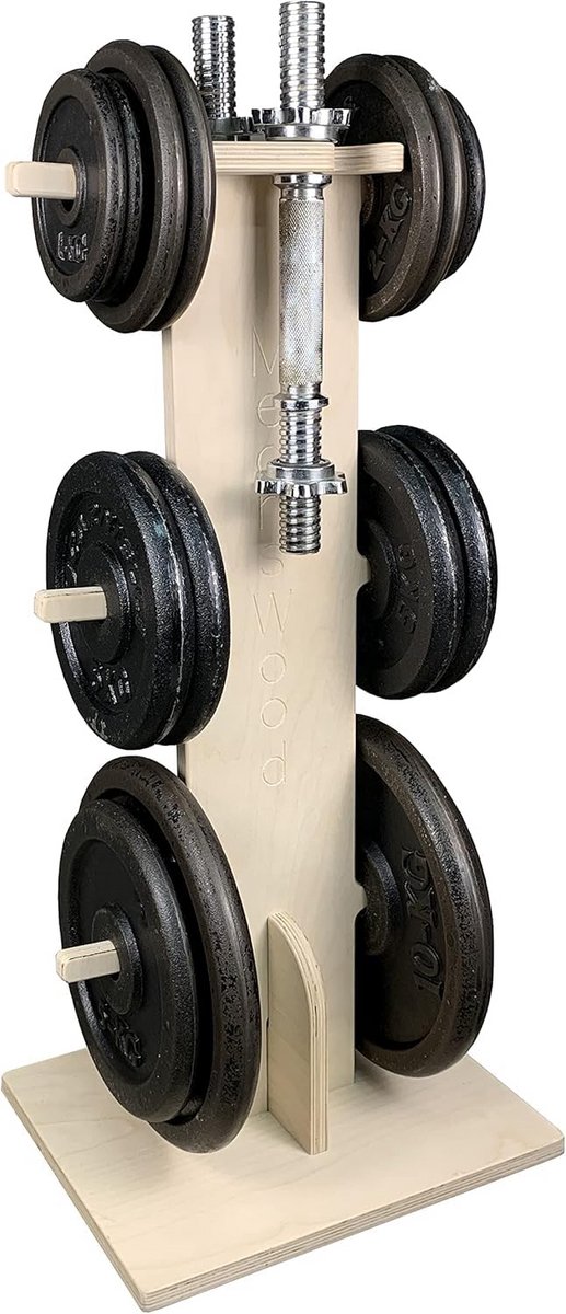 Houten Dumbbell Bank voor Thuisgym, Verticale Opslag Gewichtsschijven